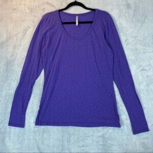 Fabletics Long Sleeve Tee Womens XXL Scoop Neck Purple Stretchy Activewear Top